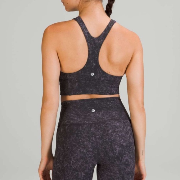 Lululemon Wunder Train Longline Bra Denim Wash Print Dusky Lavender Black - Picture 6 of 7